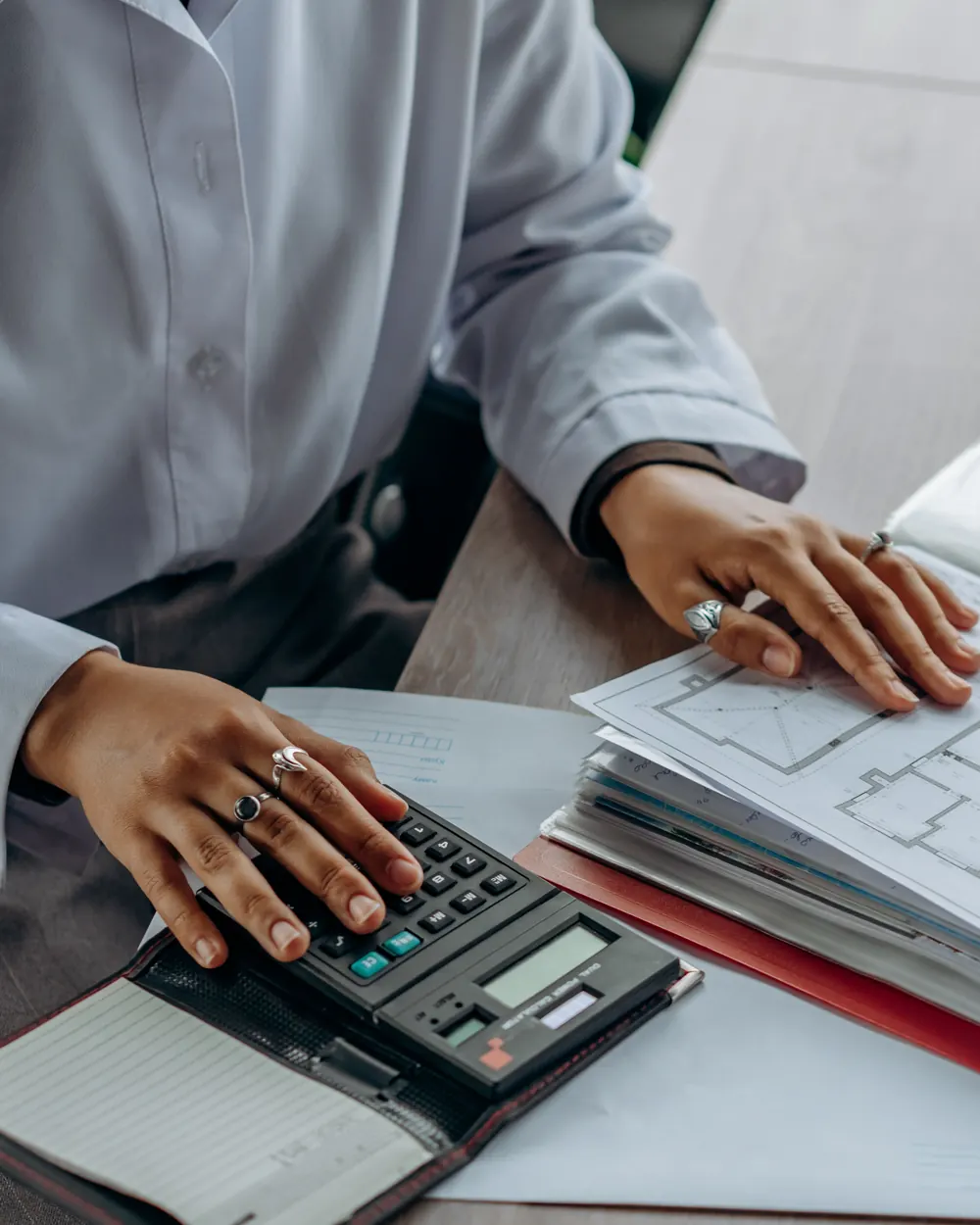 Financial records and charts prepared for detailed review